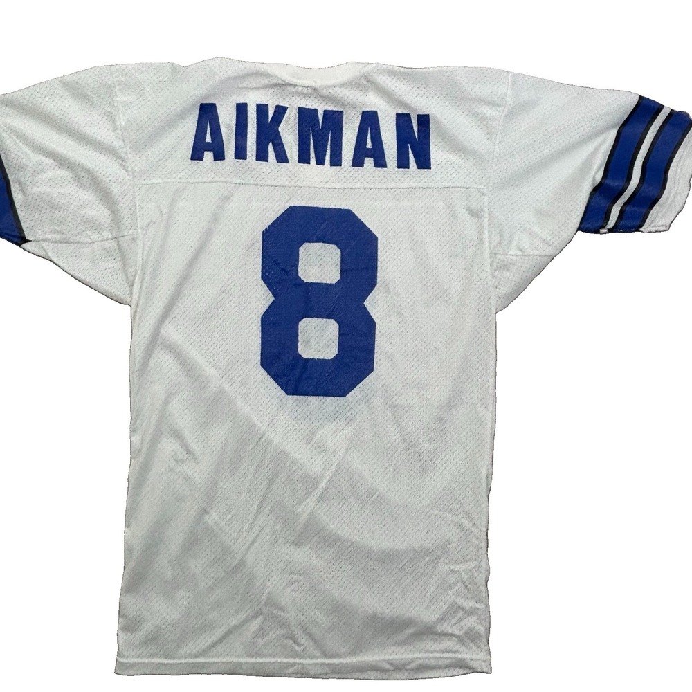 Vintage 1990s Champion Dallas Cowboys Troy Aikman White Jersey Mens Size 40 S/M